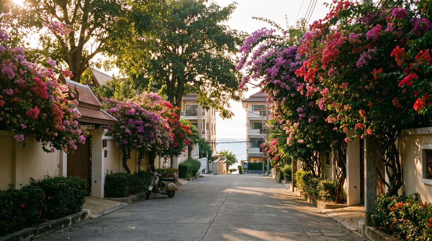 Quiet tree-lined street on Pratumnak Hill, Pattaya