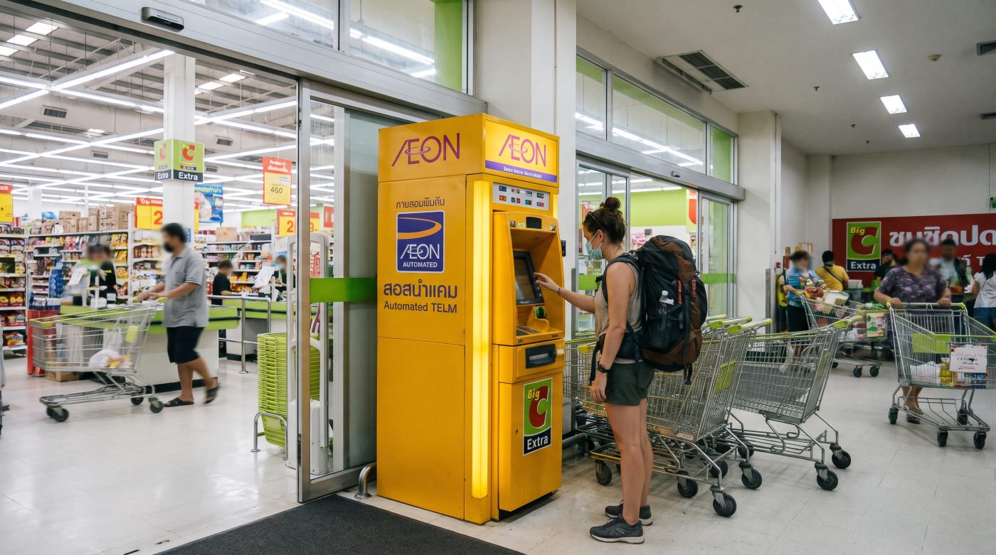 AEON ATM machine inside a Big C supermarket in Thailand