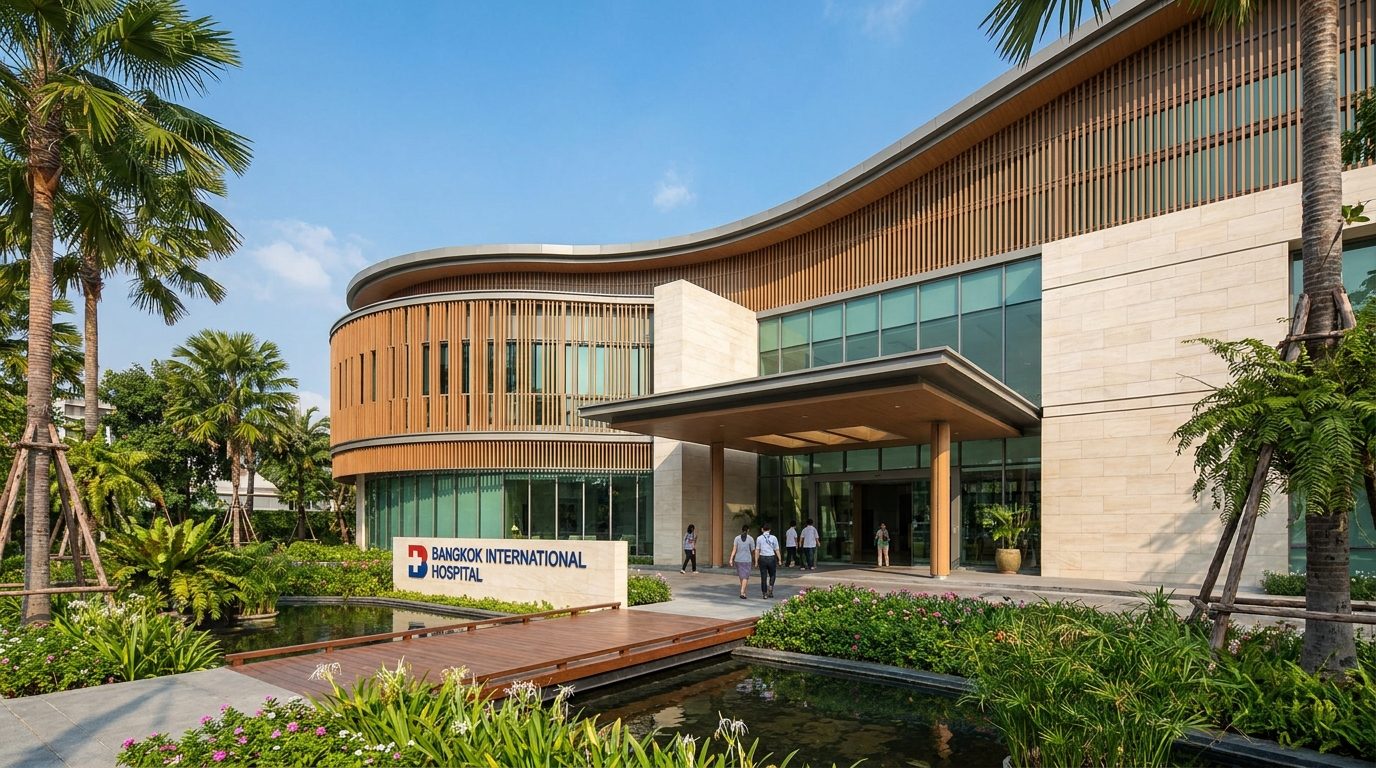 Modern hospital exterior in Thailand